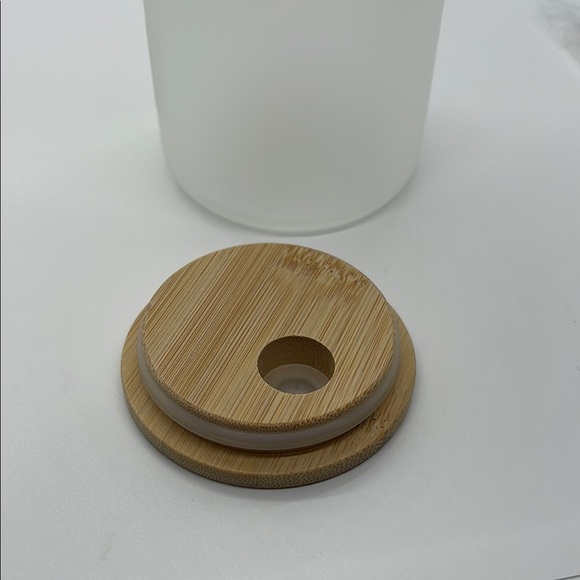 NWOT White Bride Glass Jar with Bamboo Lid - Picture 5 of 6